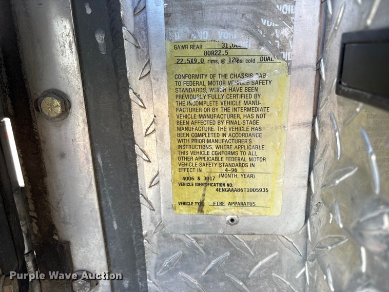 image for item EE4363 1996 E-One pumper fire truck