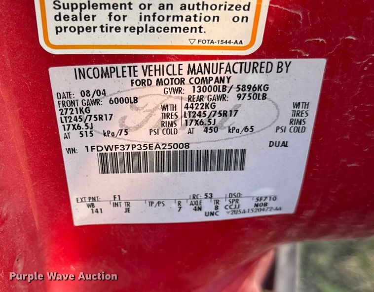 image for item EF2280 2005 Ford F350 Super Duty dump flatbed pickup truck