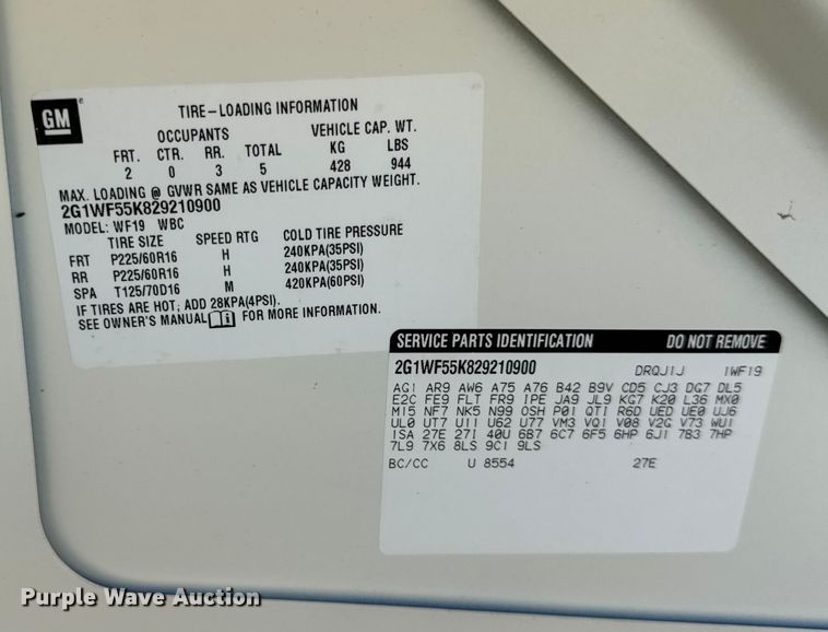 image for item EF2282 2002 Chevrolet Impala 