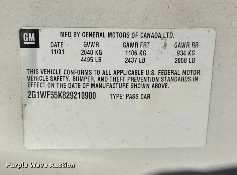 image for item EF2282 2002 Chevrolet Impala 