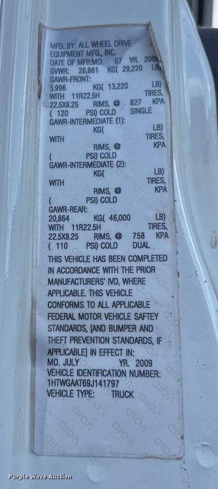 image for item EG8693 2009 International 7400 dump truck