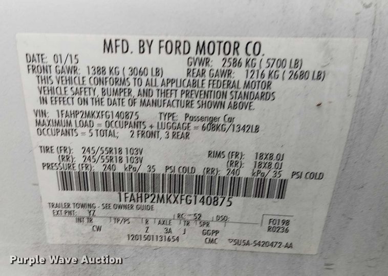 image for item EG8770 2015 Ford Taurus Police Interceptor 