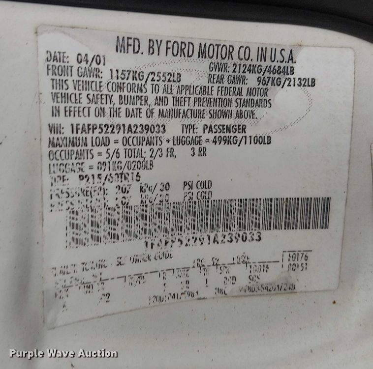 image for item EG8786 2001 Ford Taurus 