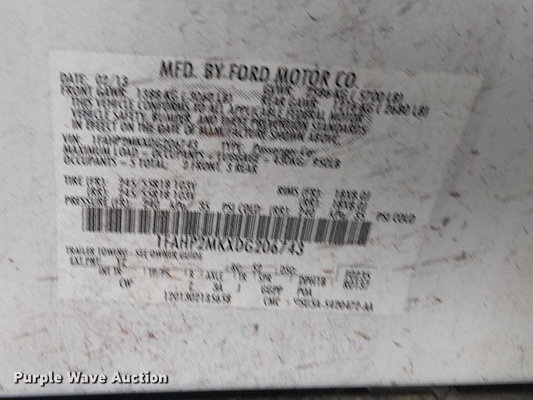 image for item EG8787 2013 Ford Taurus Police Interceptor 