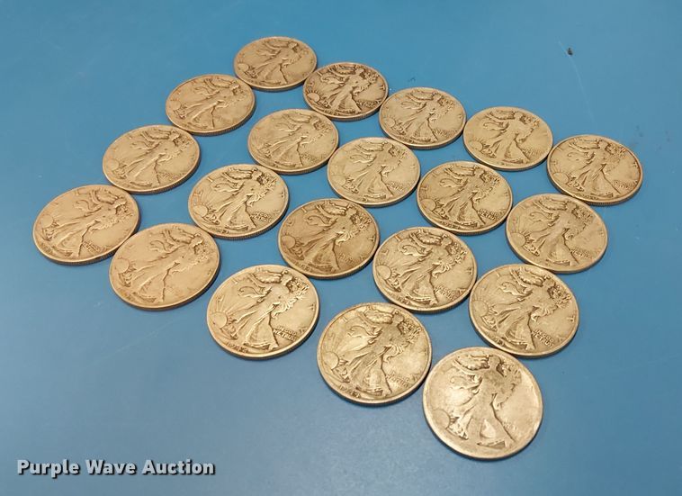 image for item EG8789 (20) Walking Liberty half dollars