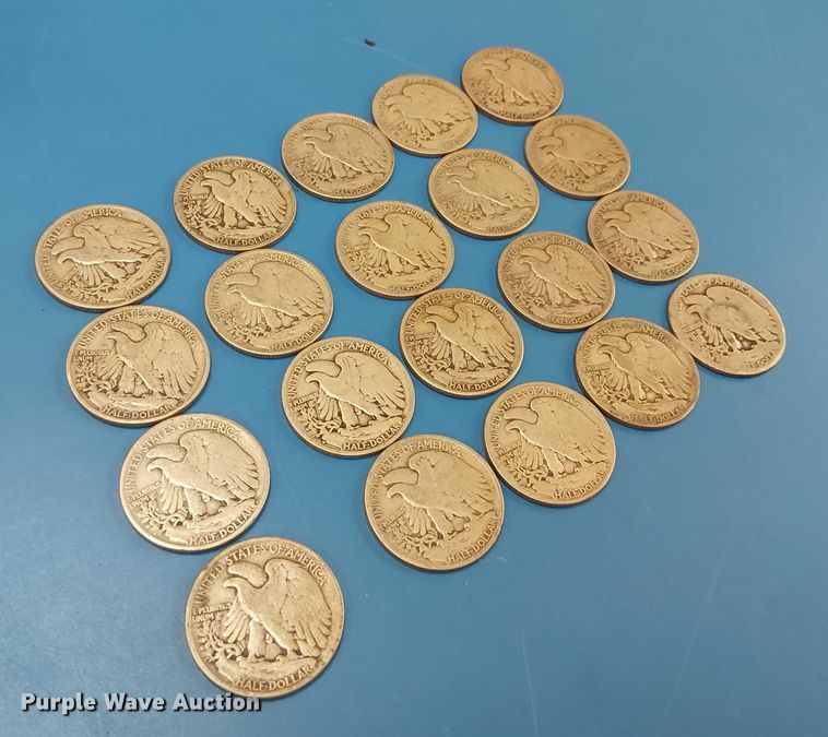 image for item EG8789 (20) Walking Liberty half dollars