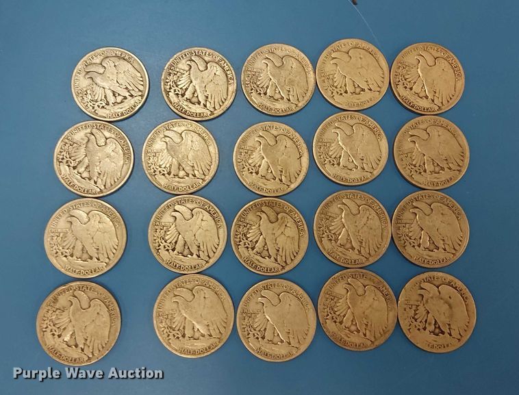 image for item EG8789 (20) Walking Liberty half dollars