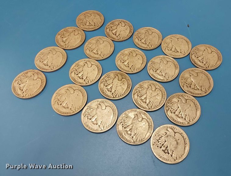 image for item EG8789 (20) Walking Liberty half dollars