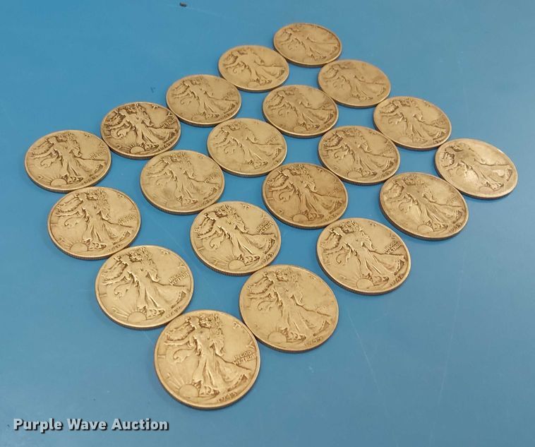 image for item EG8789 (20) Walking Liberty half dollars