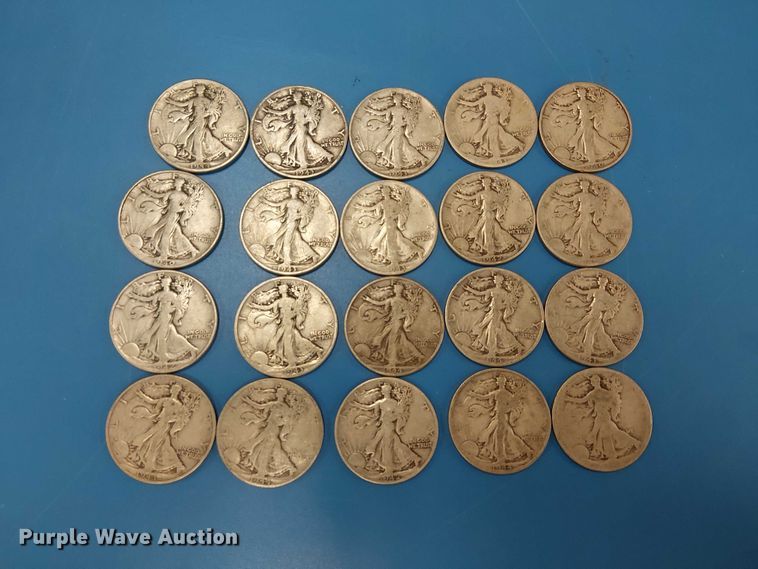 image for item EG8789 (20) Walking Liberty half dollars