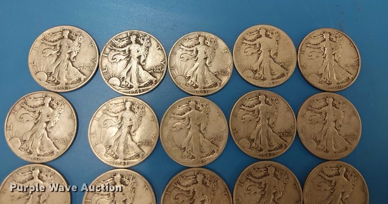 image for item EG8789 (20) Walking Liberty half dollars