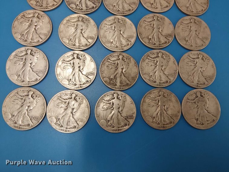 image for item EG8789 (20) Walking Liberty half dollars
