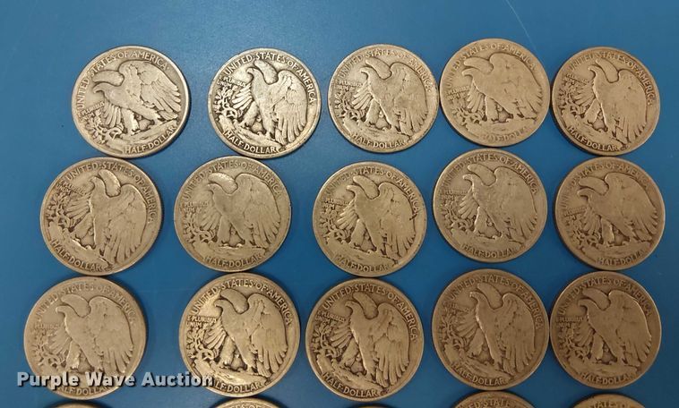 image for item EG8789 (20) Walking Liberty half dollars