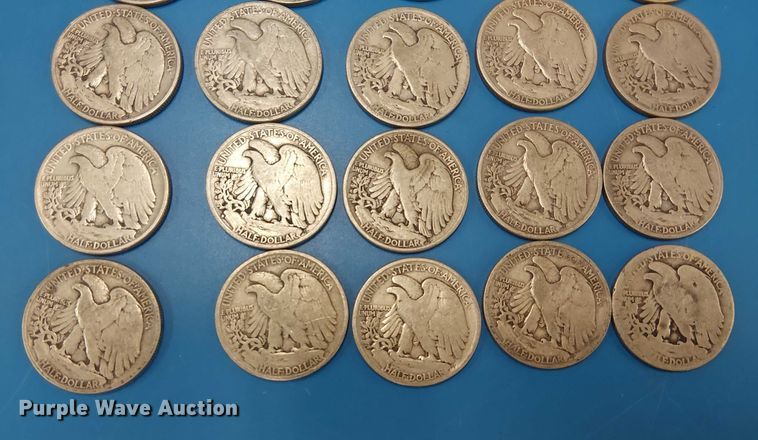 image for item EG8789 (20) Walking Liberty half dollars