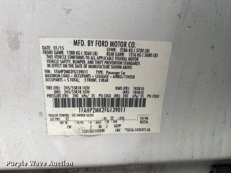 image for item EG8822 2015 Ford Taurus Police Interceptor 