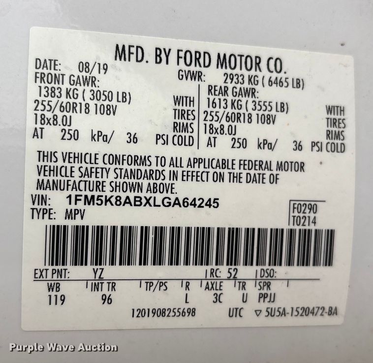 image for item EG8823 2020 Ford Explorer Police Interceptor SUV