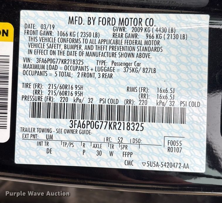 image for item EG8824 2019 Ford Fusion 