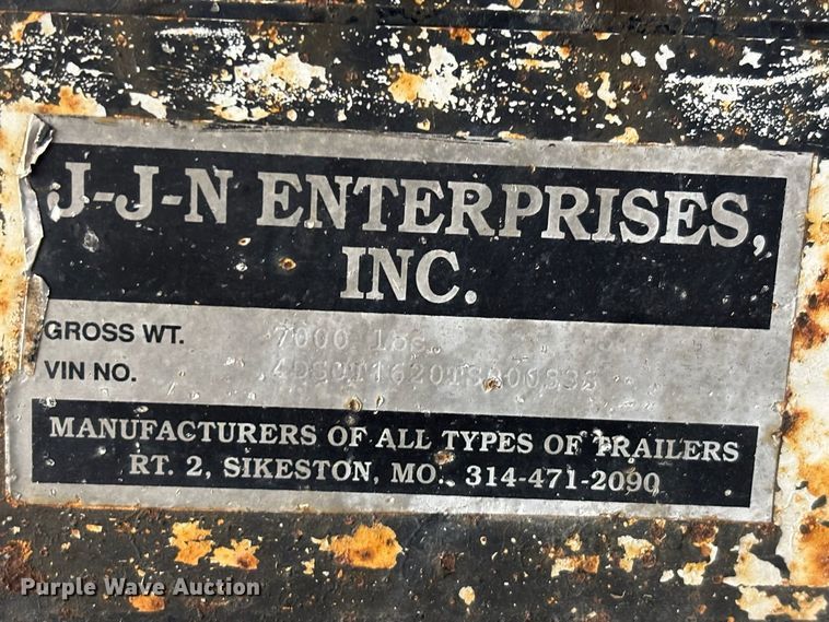 image for item EJ7707 1996 J-J-N Enterprises utility trailer