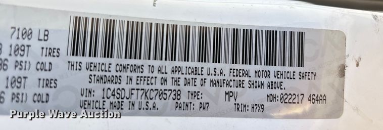 image for item EJ7713 2019 Dodge Durango SSV SUV