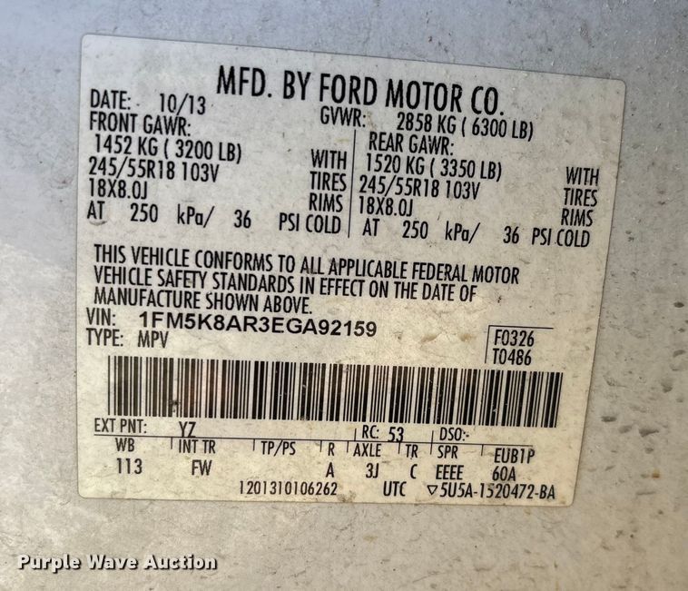 image for item EJ7715 2014 Ford Explorer Police Interceptor  SUV