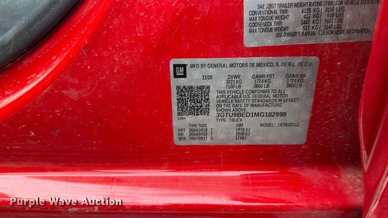 image for item EL0073 2021 GMC Sierra 1500 Crew Cab pickup truck