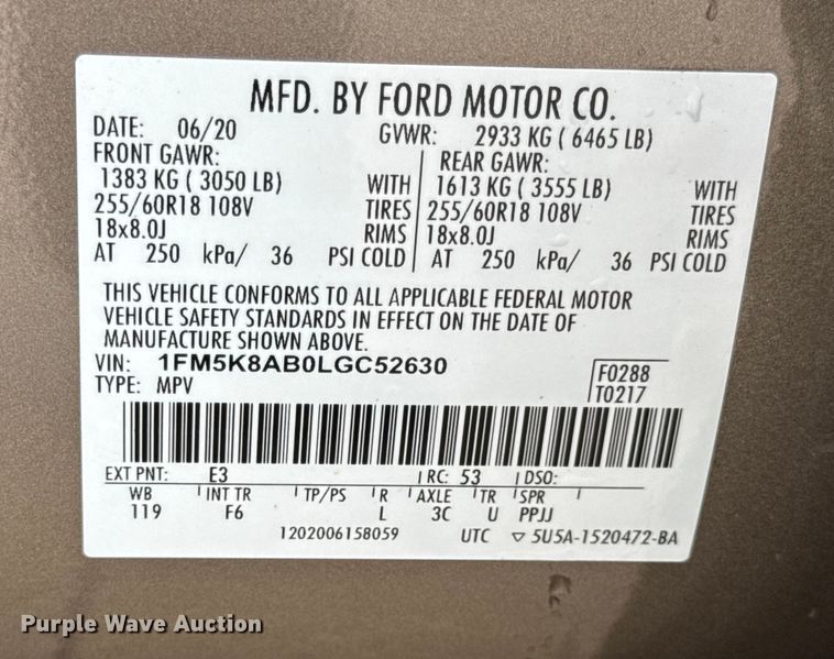 image for item EN0587 2020 Ford Explorer Police Interceptor SUV