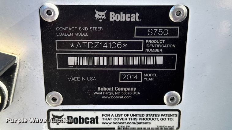 image for item EN0665 2014 Bobcat S750 skid steer loader