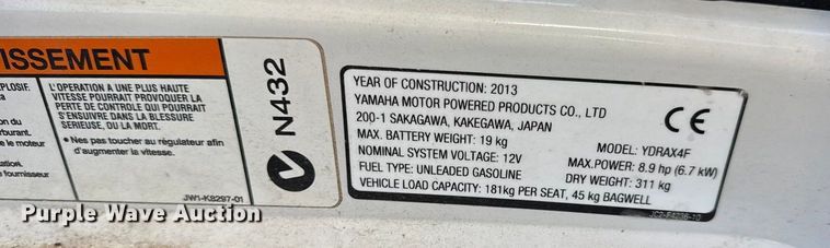 image for item EN0667 2013 Yamaha YDRAX4F golf cart