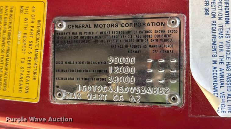 image for item EN0677 1983 GMC Brigadier pumper fire truck