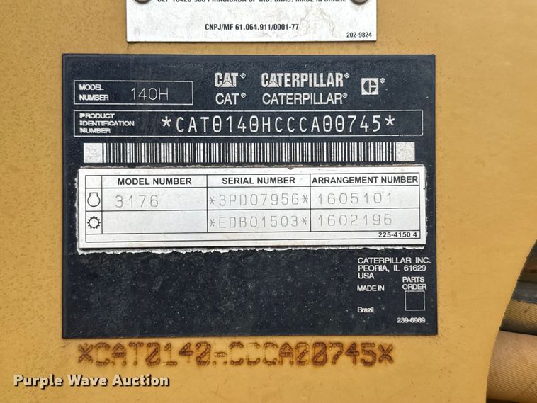 image for item EP0805 2004 Caterpillar 140H motor grader