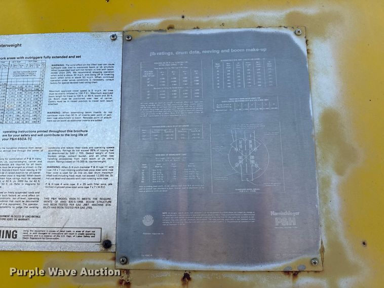 image for item EP0816 1967 P&H 650A-TC crane