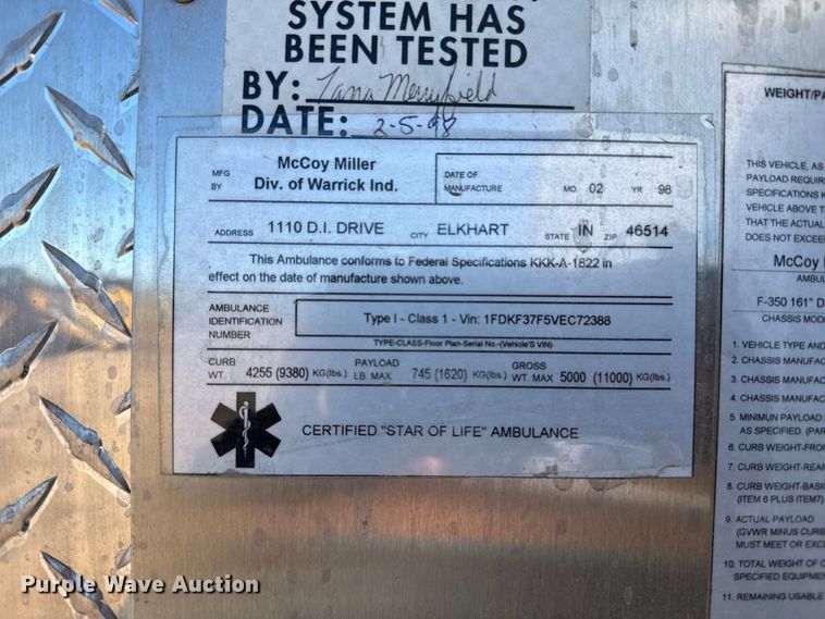 image for item EP0818 1997 Ford F350 XLT ambulance