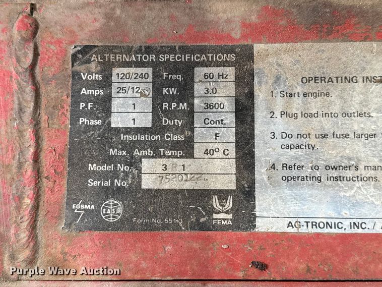 image for item EP0822 Ag Tronic 3R1 generator