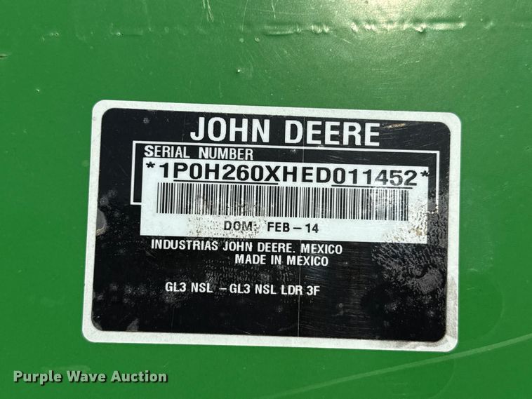 image for item EP0960 2014 John Deere H260 loader