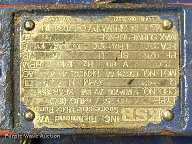 image for item ER0264 (3) KSB KRTK100-251 pumps