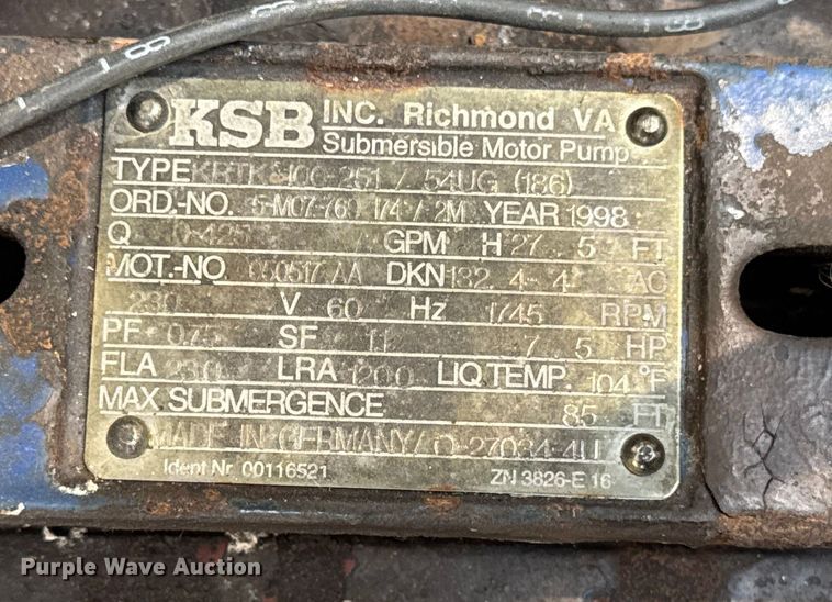 image for item ER0264 (3) KSB KRTK100-251 pumps