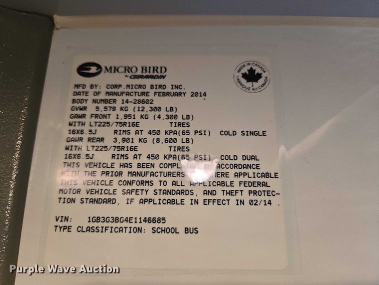 image for item ET5241 2014 Chevrolet Express school bus