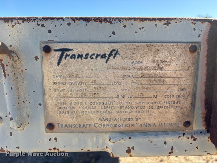 image for item ET7180 1988 Transcraft TL90K-45 flatbed trailer