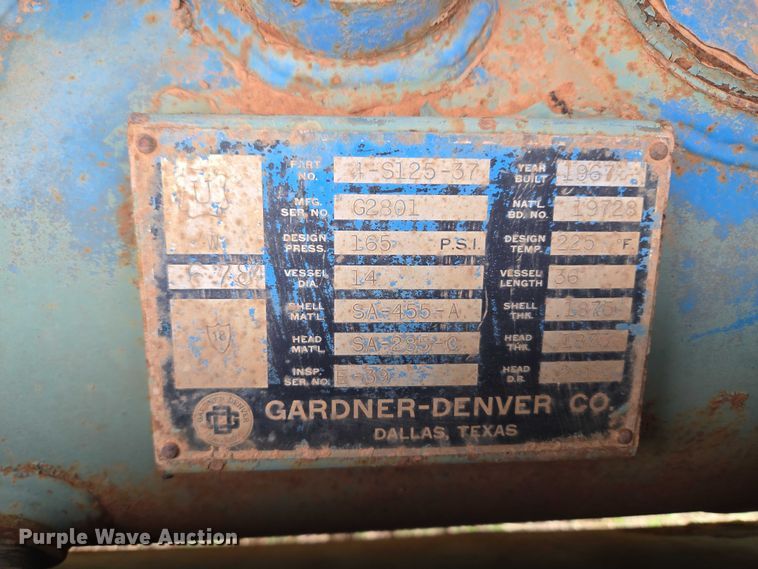 image for item EU3943 1967 Gardner-Denver P150GB air compressor