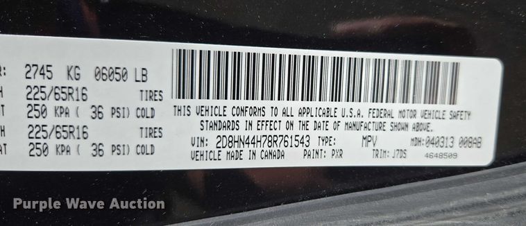 image for item EU3992 2008 Dodge Grand Caravan van