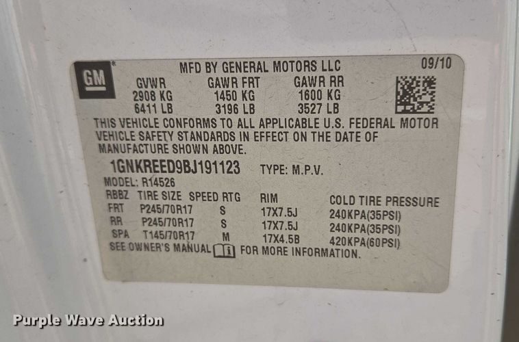 image for item EU3994 2011 Chevrolet Traverse SUV