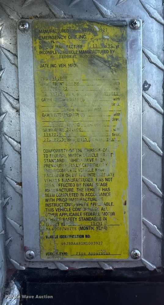 image for item EU4007 1991 Federal Motors  rescue vehicle