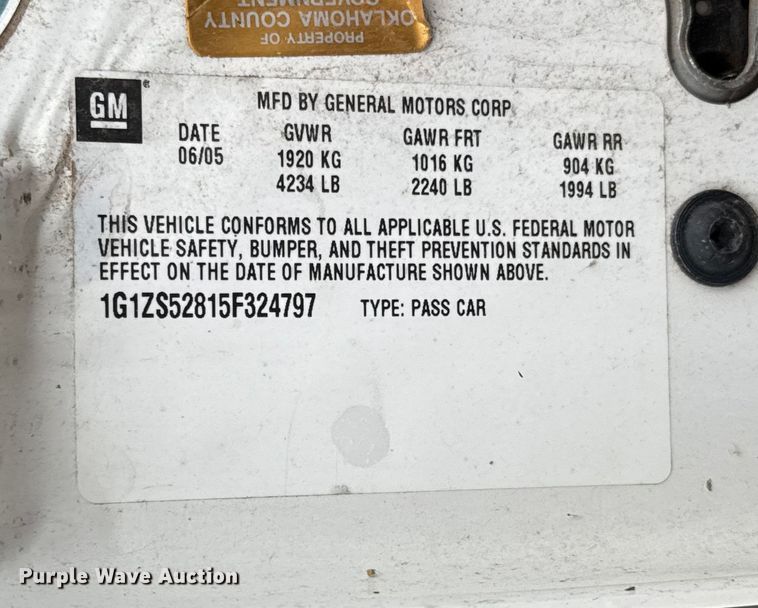 image for item EU5220 2005 Chevrolet Malibu 