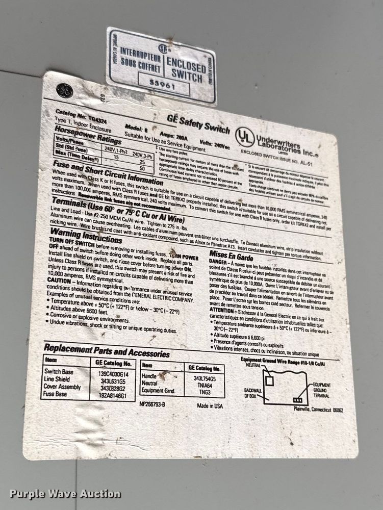 image for item EU5227 GE electrical panels