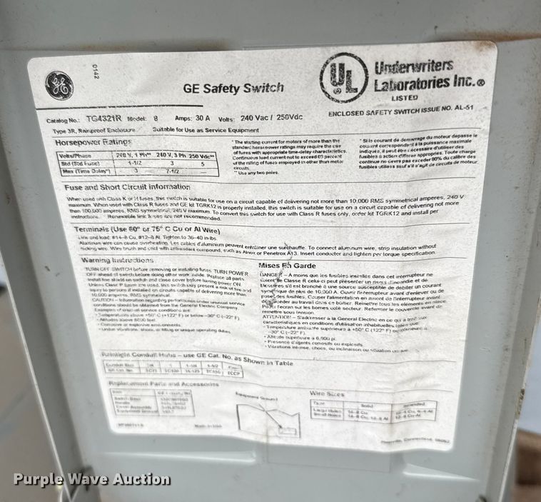 image for item EU5227 GE electrical panels