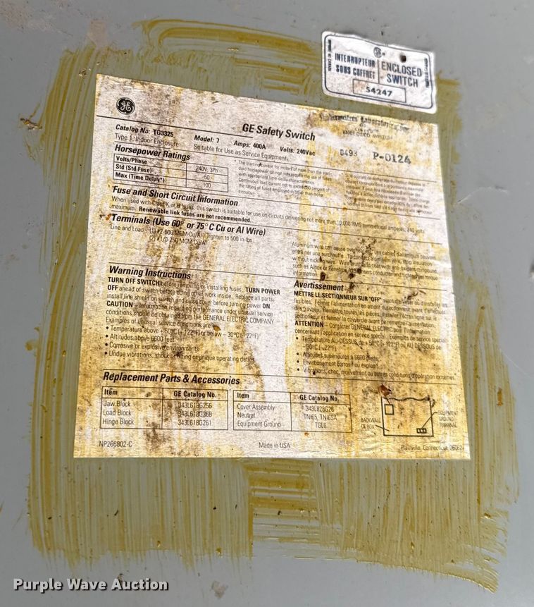 image for item EU5227 GE electrical panels