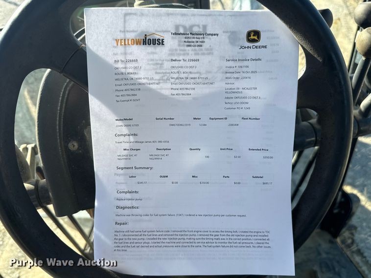 image for item EU5239 2008 John Deere 670D motor grader