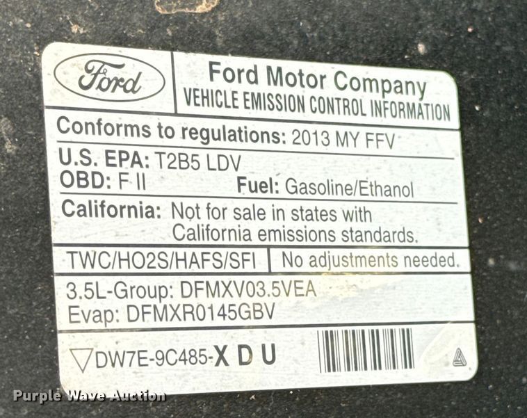 image for item EU5297 2013 Ford Taurus Police Interceptor 