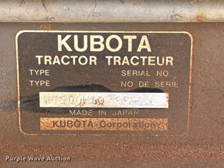 image for item EU5298 Kubota B7800 MFWD tractor