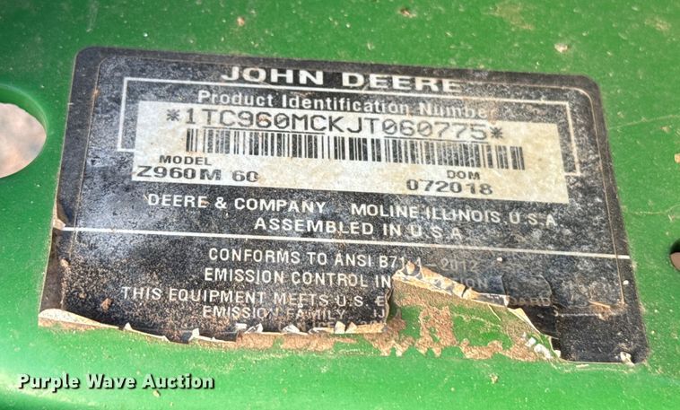 image for item EU5305 2018 John Deere 960M ZTR lawn mower